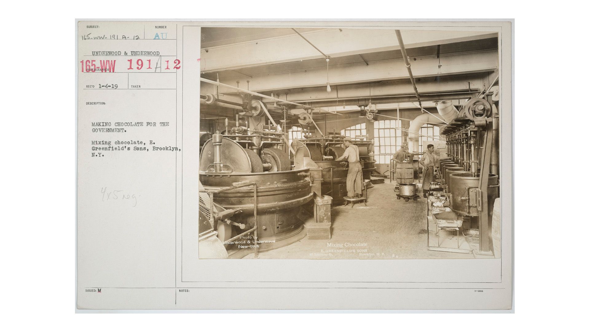 Mixing Chocolate, E. Greenfield's Sons, Brooklyn, 1919