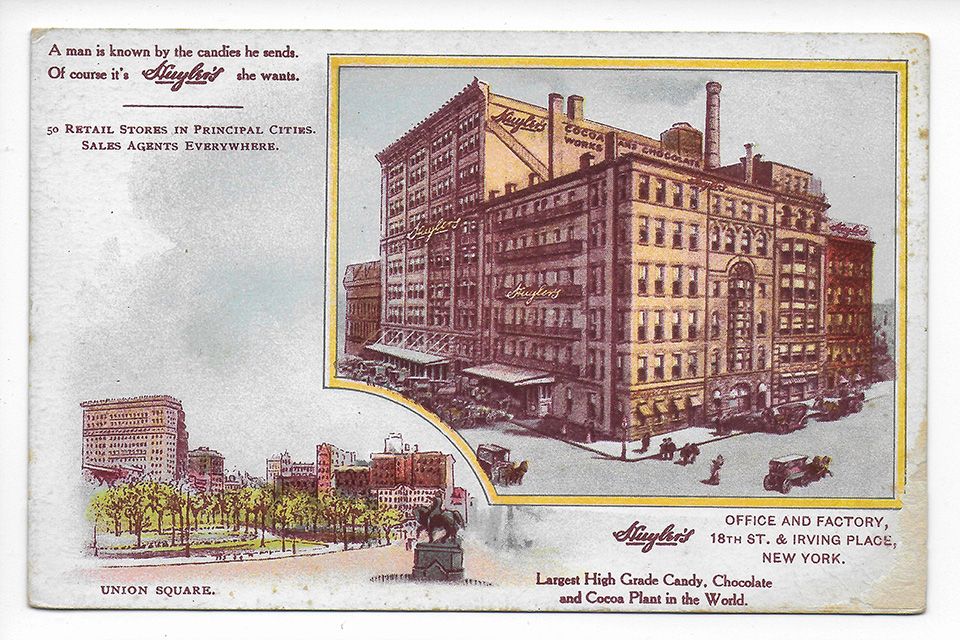 Huyler’s, Irving Place Factory, Advertising Trade Card, ca. 1905