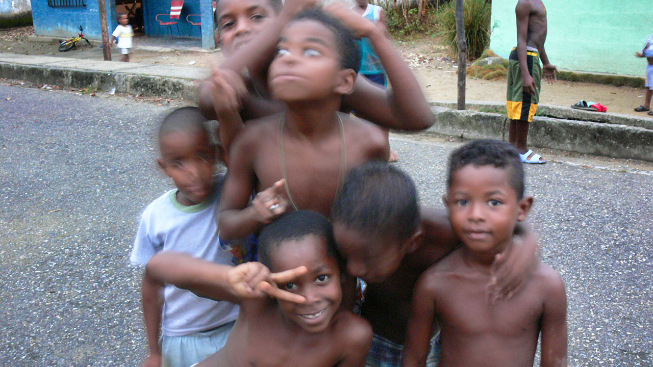A group of boys vamping for the camera, Barlovento, Miranda, Venezuela